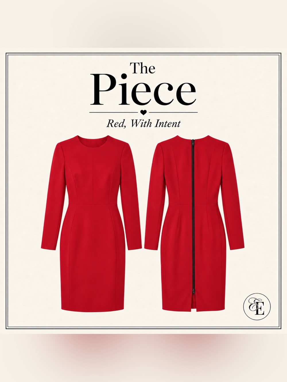 Judith & Charles Red Long-Sleeve Sheath Dress Size 2